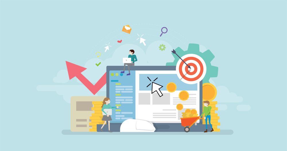 Illustration of pay-per-click advertising hitting its target